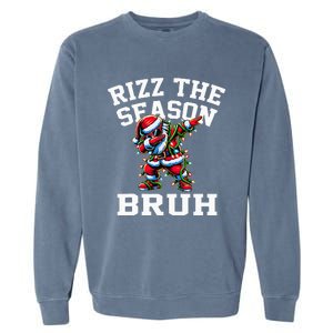 Funny Christmas Santa Xmas Rizz The Season Bruh Garment-Dyed Sweatshirt