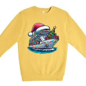 Funny Cruise Ship Santa Christmas Tree Lights Gift Premium Crewneck Sweatshirt