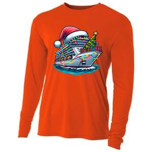 Funny Cruise Ship Santa Christmas Tree Lights Gift Cooling Performance Long Sleeve Crew