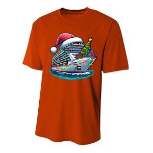 Funny Cruise Ship Santa Christmas Tree Lights Gift Performance Sprint T-Shirt