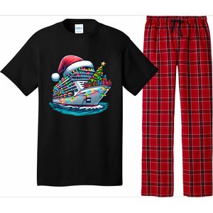 Funny Cruise Ship Santa Christmas Tree Lights Gift Pajama Set