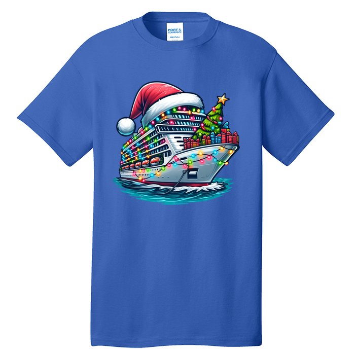 Funny Cruise Ship Santa Christmas Tree Lights Gift Tall T-Shirt