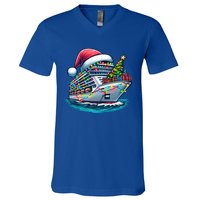 Funny Cruise Ship Santa Christmas Tree Lights Gift V-Neck T-Shirt