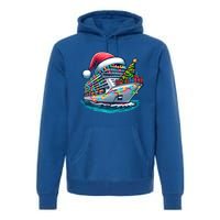 Funny Cruise Ship Santa Christmas Tree Lights Gift Premium Hoodie