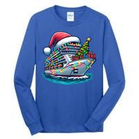 Funny Cruise Ship Santa Christmas Tree Lights Gift Tall Long Sleeve T-Shirt