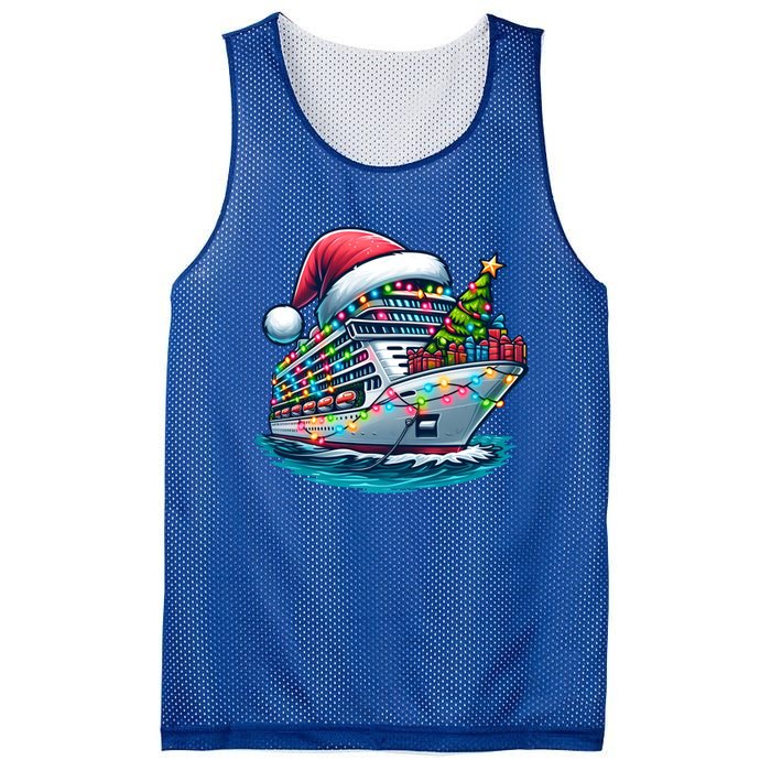 Funny Cruise Ship Santa Christmas Tree Lights Gift Mesh Reversible Basketball Jersey Tank