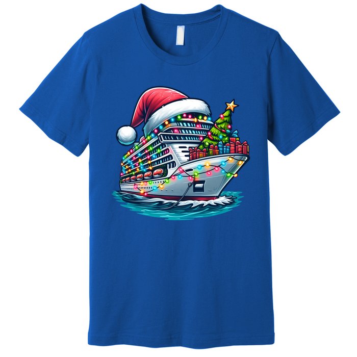 Funny Cruise Ship Santa Christmas Tree Lights Gift Premium T-Shirt