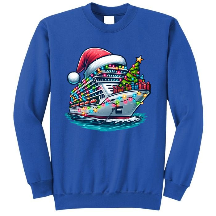 Funny Cruise Ship Santa Christmas Tree Lights Gift Tall Sweatshirt