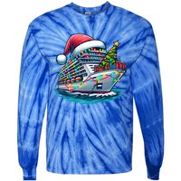 Funny Cruise Ship Santa Christmas Tree Lights Gift Tie-Dye Long Sleeve Shirt