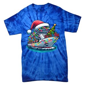 Funny Cruise Ship Santa Christmas Tree Lights Gift Tie-Dye T-Shirt