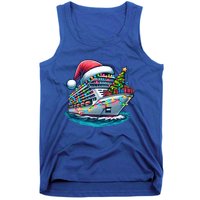 Funny Cruise Ship Santa Christmas Tree Lights Gift Tank Top