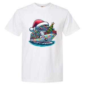 Funny Cruise Ship Santa Christmas Tree Lights Gift Garment-Dyed Heavyweight T-Shirt