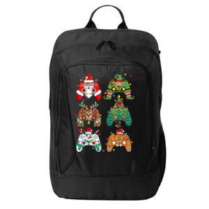 Funny Christmas Santa Elf Lights Gaming Controllers Xmas Gift City Backpack