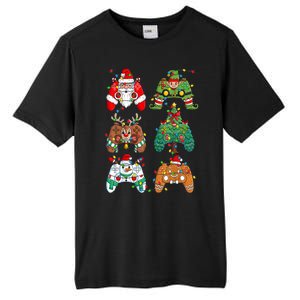 Funny Christmas Santa Elf Lights Gaming Controllers Xmas Gift Tall Fusion ChromaSoft Performance T-Shirt