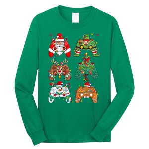 Funny Christmas Santa Elf Lights Gaming Controllers Xmas Gift Long Sleeve Shirt