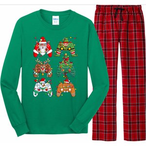 Funny Christmas Santa Elf Lights Gaming Controllers Xmas Gift Long Sleeve Pajama Set