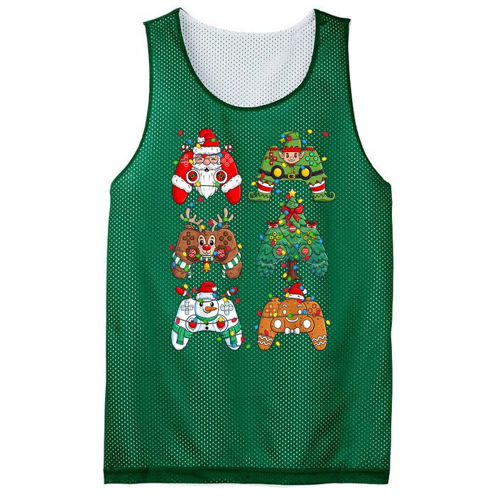 Funny Christmas Santa Elf Lights Gaming Controllers Xmas Gift Mesh Reversible Basketball Jersey Tank