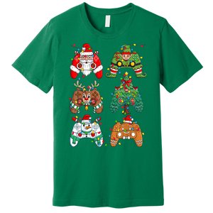 Funny Christmas Santa Elf Lights Gaming Controllers Xmas Gift Premium T-Shirt