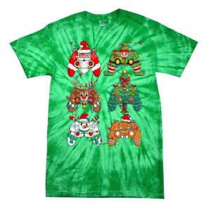 Funny Christmas Santa Elf Lights Gaming Controllers Xmas Gift Tie-Dye T-Shirt