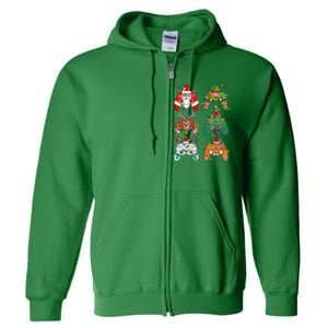 Funny Christmas Santa Elf Lights Gaming Controllers Xmas Gift Full Zip Hoodie