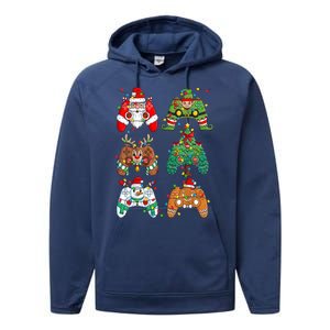 Funny Christmas Santa Elf Lights Gaming Controllers Xmas Gift Performance Fleece Hoodie