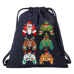 Funny Christmas Santa Elf Lights Gaming Controllers Xmas Gift Drawstring Bag