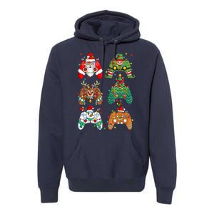 Funny Christmas Santa Elf Lights Gaming Controllers Xmas Gift Premium Hoodie