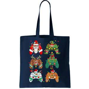 Funny Christmas Santa Elf Lights Gaming Controllers Xmas Gift Tote Bag