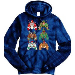 Funny Christmas Santa Elf Lights Gaming Controllers Xmas Gift Tie Dye Hoodie