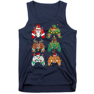 Funny Christmas Santa Elf Lights Gaming Controllers Xmas Gift Tank Top