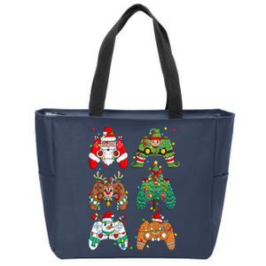 Funny Christmas Santa Elf Lights Gaming Controllers Xmas Gift Zip Tote Bag