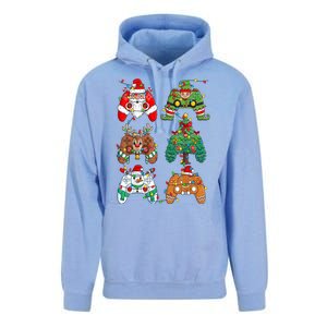 Funny Christmas Santa Elf Lights Gaming Controllers Xmas Gift Unisex Surf Hoodie