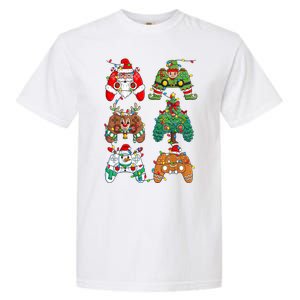 Funny Christmas Santa Elf Lights Gaming Controllers Xmas Gift Garment-Dyed Heavyweight T-Shirt