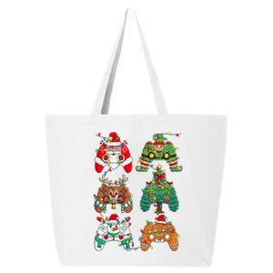 Funny Christmas Santa Elf Lights Gaming Controllers Xmas Gift 25L Jumbo Tote