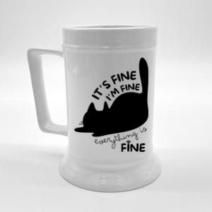 Funny Cat Summer IM Fine Everything Is Fine Design Gift Beer Stein