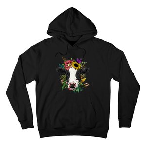 Floral Cow Spring Nature Lovers animal Hoodie