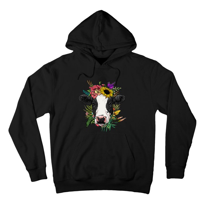 Floral Cow Spring Nature Lovers animal Hoodie