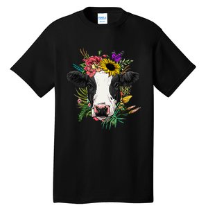 Floral Cow Spring Nature Lovers animal Tall T-Shirt