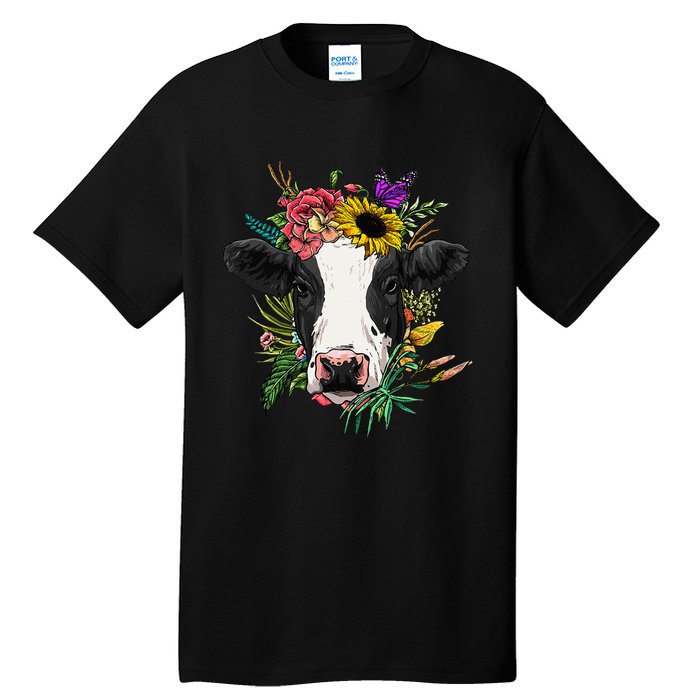 Floral Cow Spring Nature Lovers animal Tall T-Shirt