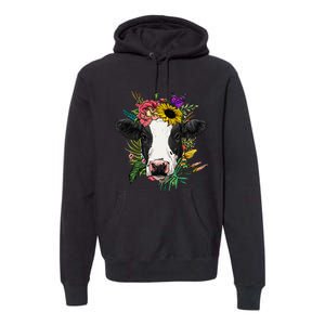 Floral Cow Spring Nature Lovers animal Premium Hoodie