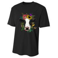 Floral Cow Spring Nature Lovers animal Performance Sprint T-Shirt