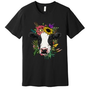 Floral Cow Spring Nature Lovers animal Premium T-Shirt