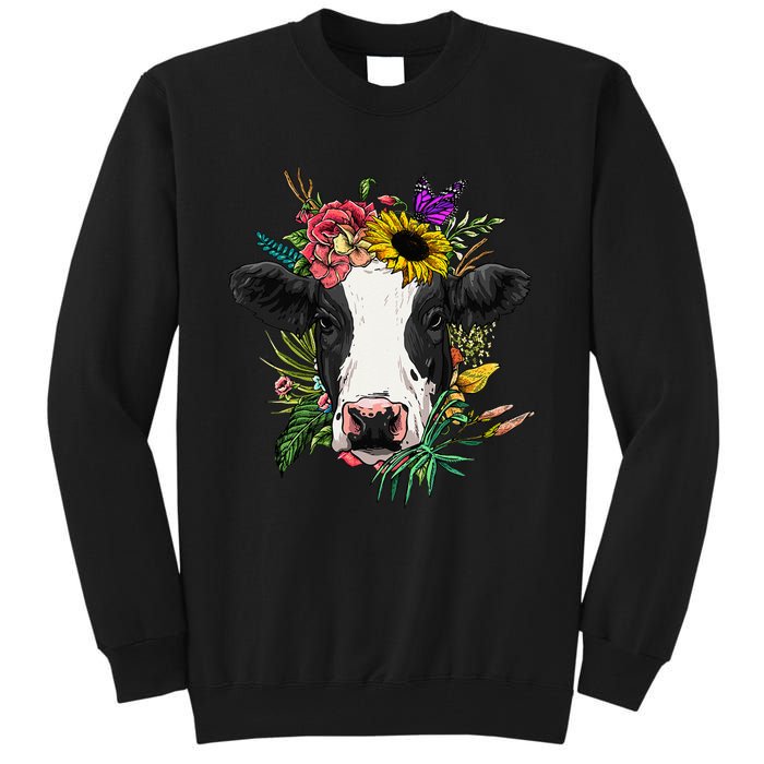 Floral Cow Spring Nature Lovers animal Tall Sweatshirt