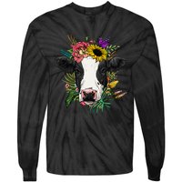 Floral Cow Spring Nature Lovers animal Tie-Dye Long Sleeve Shirt