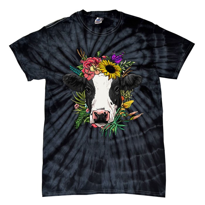 Floral Cow Spring Nature Lovers animal Tie-Dye T-Shirt