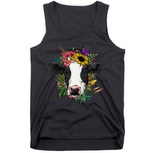 Floral Cow Spring Nature Lovers animal Tank Top