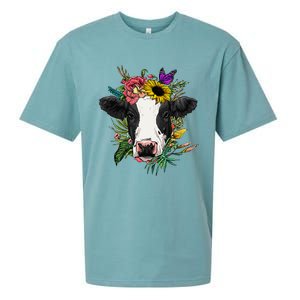 Floral Cow Spring Nature Lovers animal Sueded Cloud Jersey T-Shirt