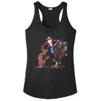 Funny Cowboy Santa Bulldogging Christmas Western Cowboy Xmas Ladies PosiCharge Competitor Racerback Tank