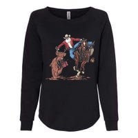 Funny Cowboy Santa Bulldogging Christmas Western Cowboy Xmas Womens California Wash Sweatshirt