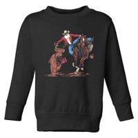 Funny Cowboy Santa Bulldogging Christmas Western Cowboy Xmas Toddler Sweatshirt